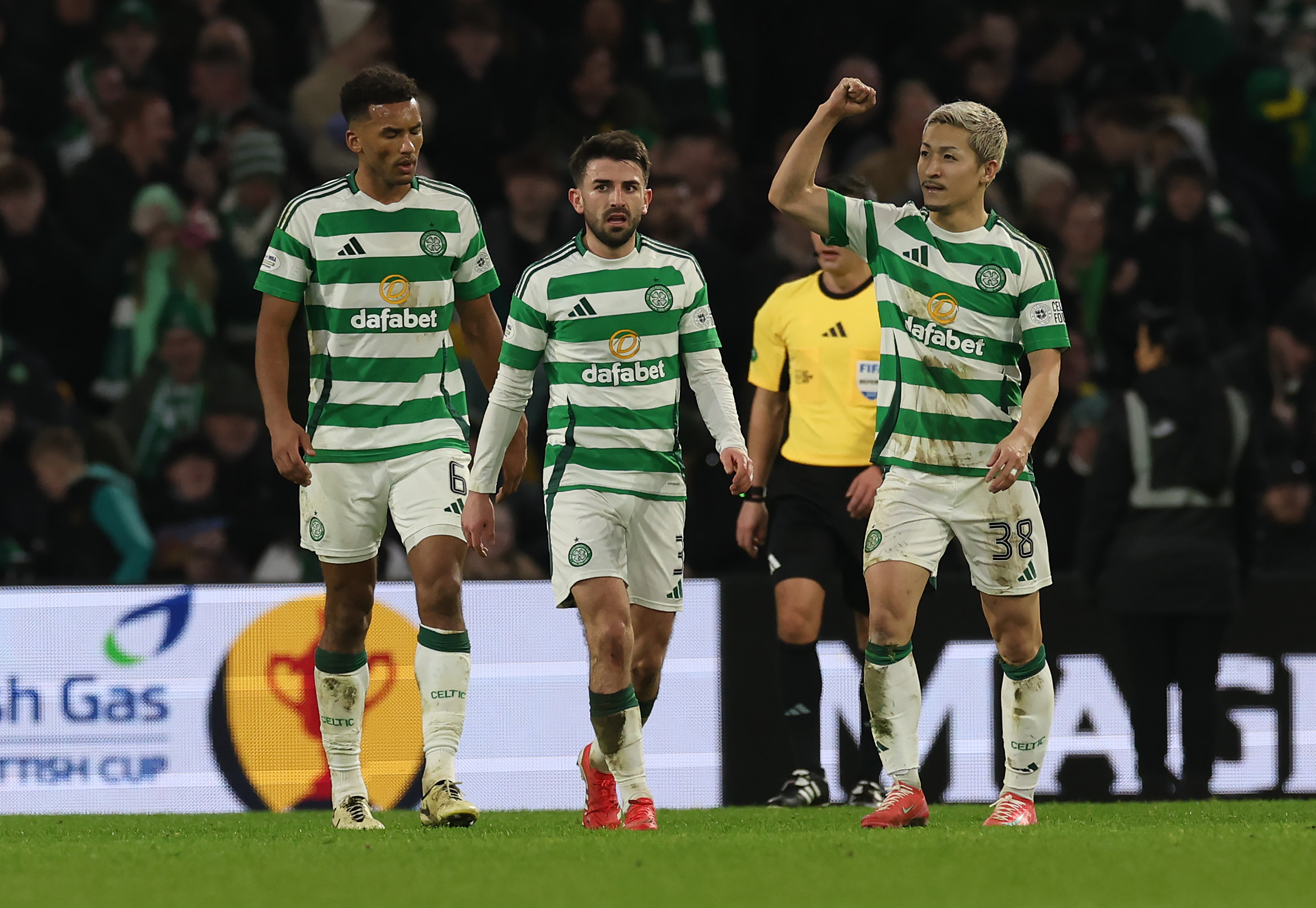 Celtic forward Daizen Maeda celebrates his goal against Kilmarnock