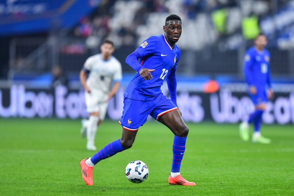 PARIS, FRANCE - NOVEMBER 14: Randal Kolo Muani of France runs with the ball during the UEFA Nations League 2024/25 League A Group A2 match between France and Israel at Stade de France on November 14, 2024 in Paris, France. (Photo by Franco Arland/Getty Images)