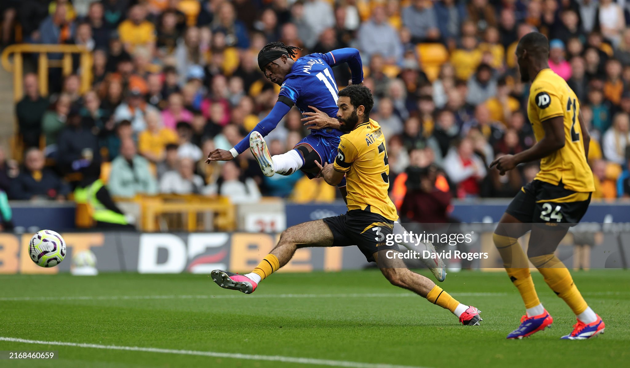 Chelsea winger Noni Madueke scores a goal against Wolves
