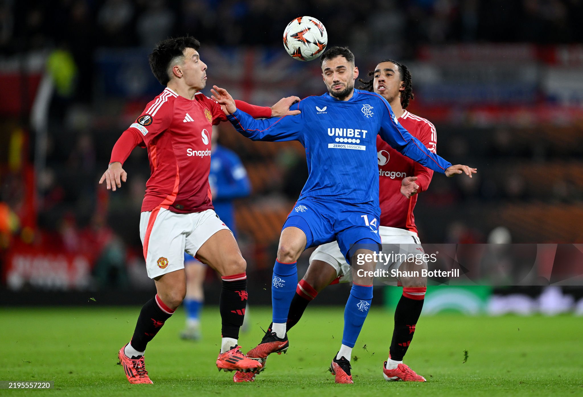Rangers attacker Nedim Bajrami in action against Man United