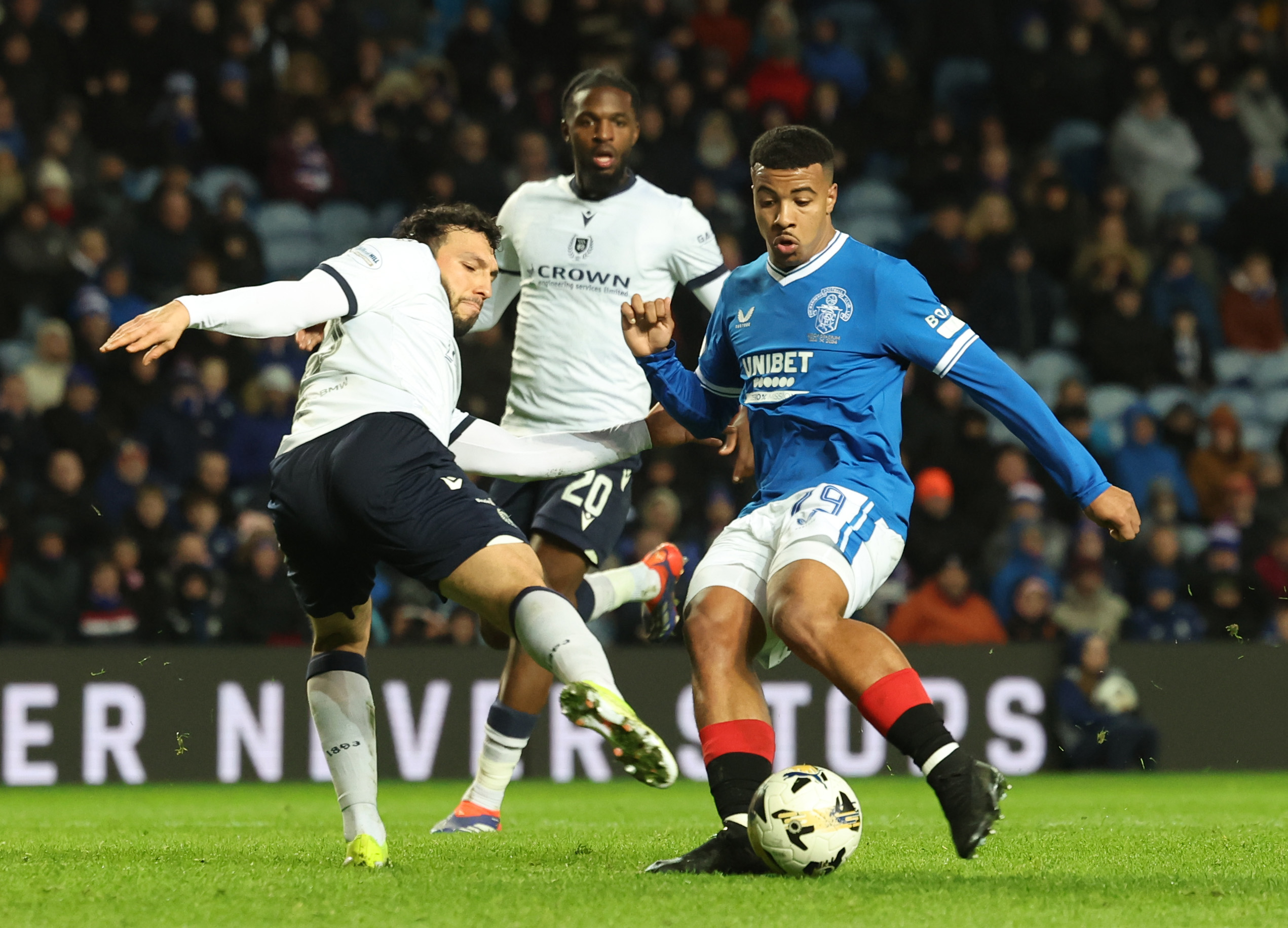 Rangers forward Hamza Igamane in action against Dundee