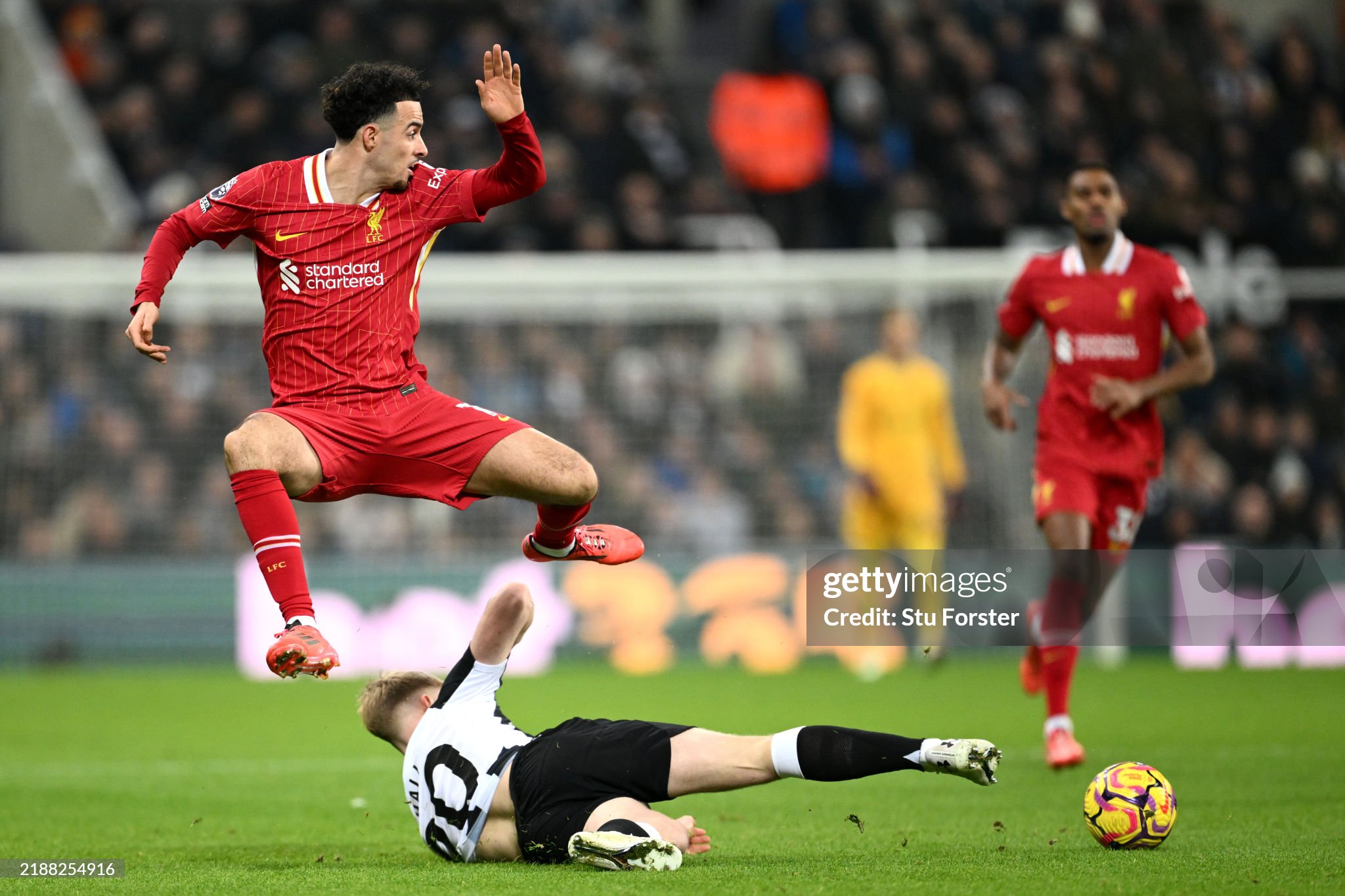 Liverpool midfielder Curtis Jones in action against Newcastle United