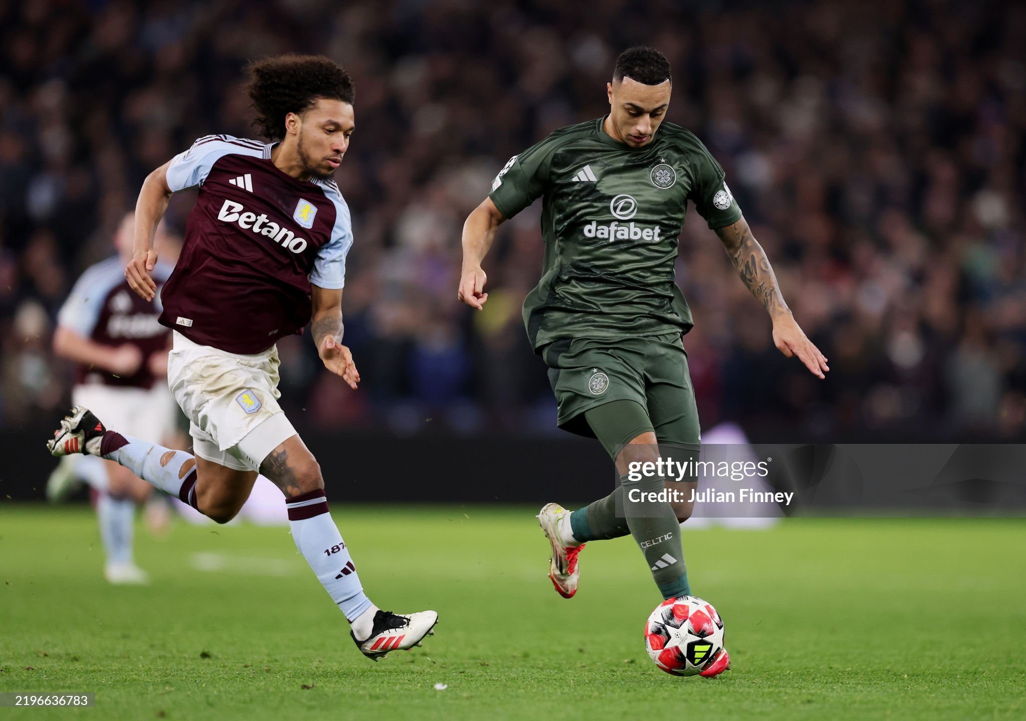 Celtic forward Adam Idah in action against Aston Villa