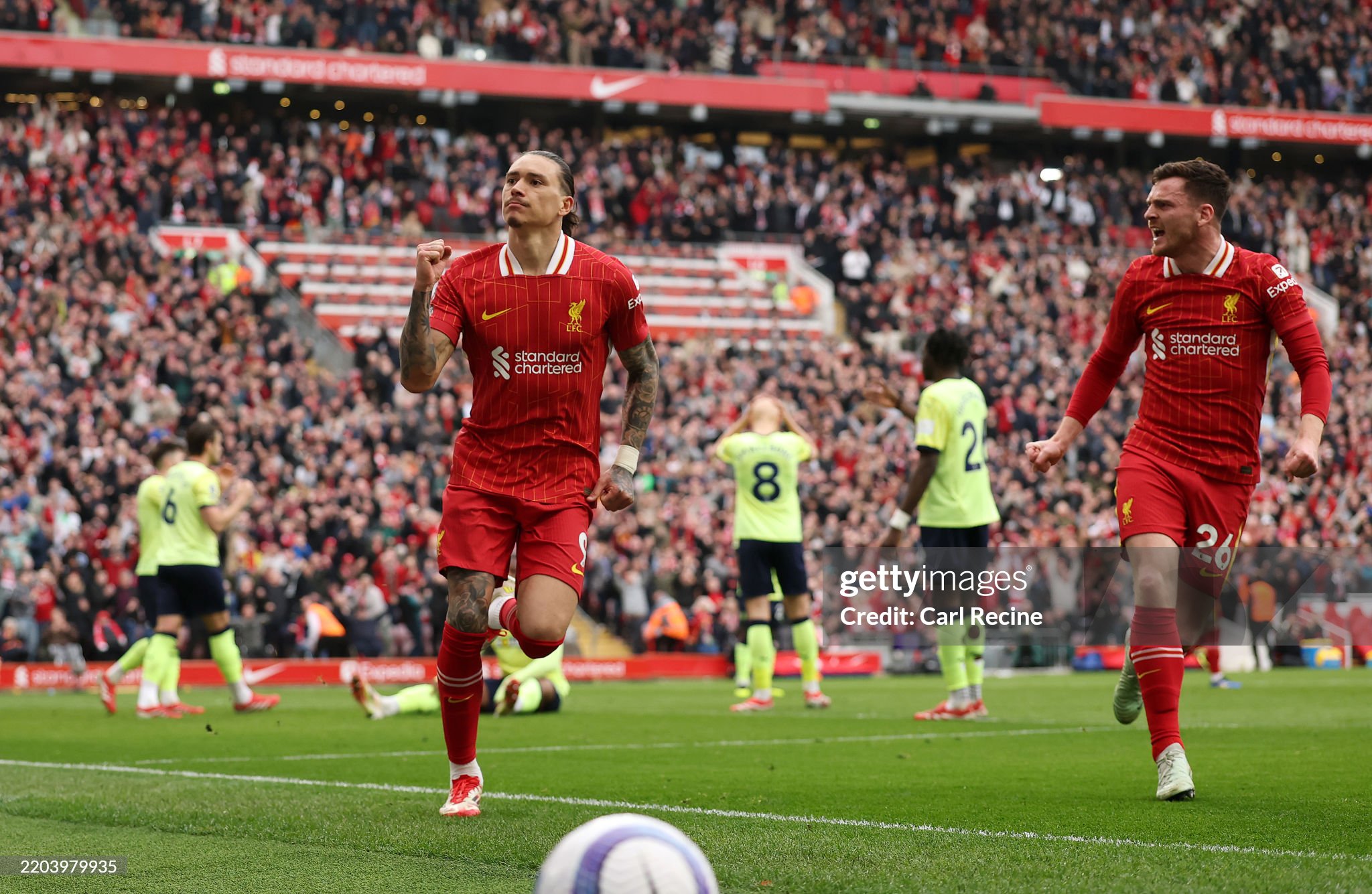 Liverpool forward Darwin Nunez celebrates his goal