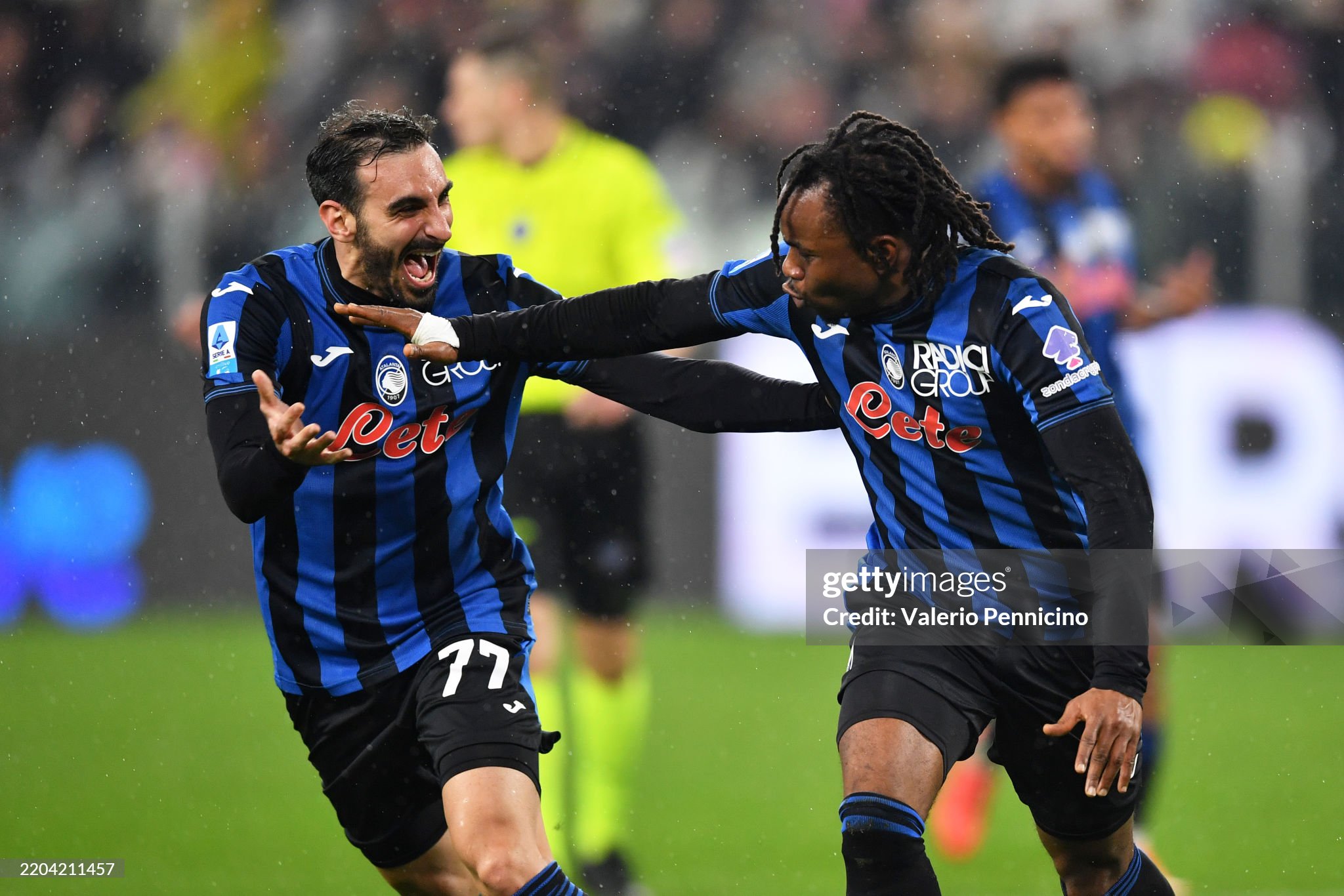 Barcelona target Lookman celebrates his goal against Juventus
