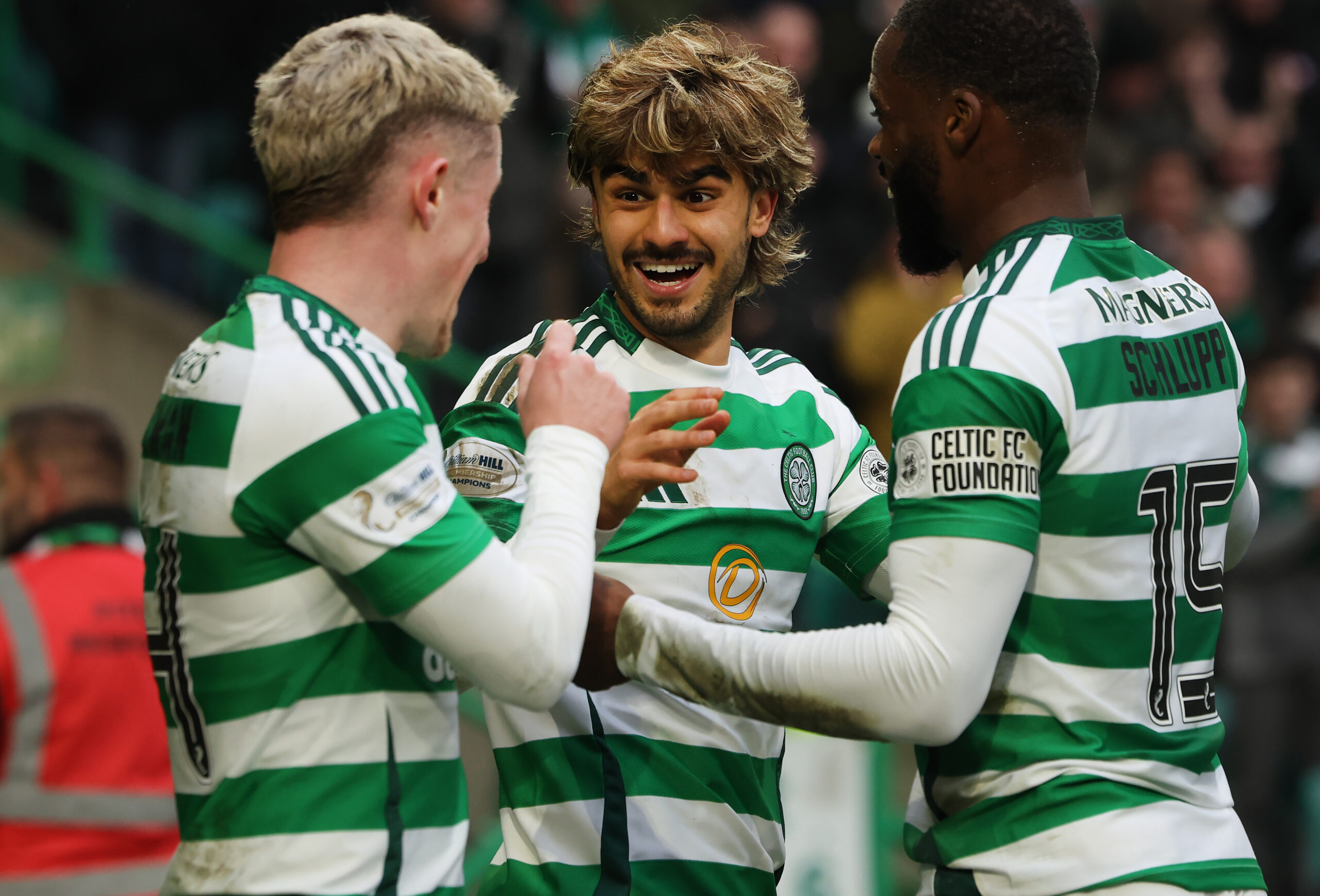Celtic winger Jota celebrates his goal against Dundee United
