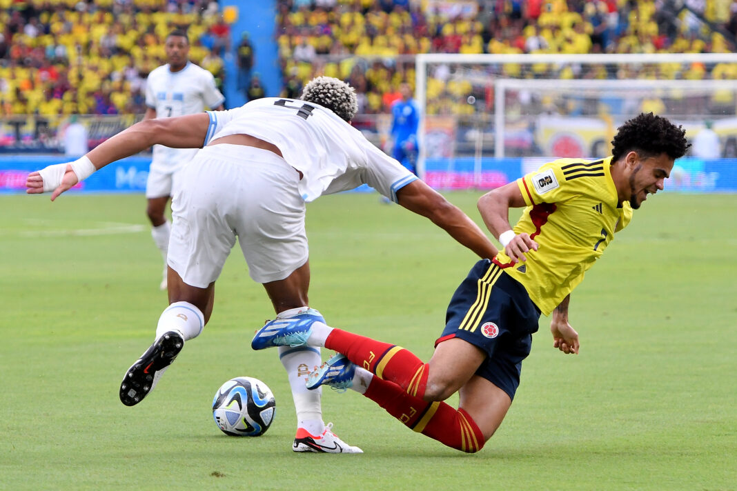 Colombia v Uruguay - FIFA World Cup 2026 Qualifier Liverpool winger Diaz and Uruguay defender Araujo