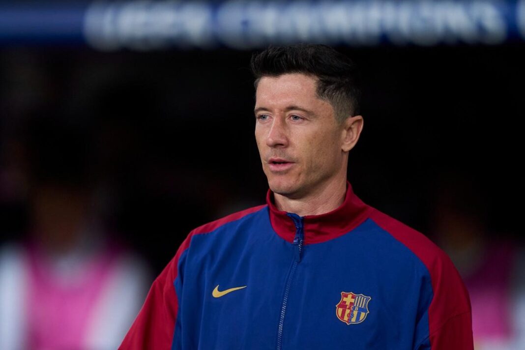 fc-barcelona-v-borussia-dortmund-uefa-champions-league-2024-25-quarter-final-first-leg (1) Robert Lewandowski of FC Barcelona