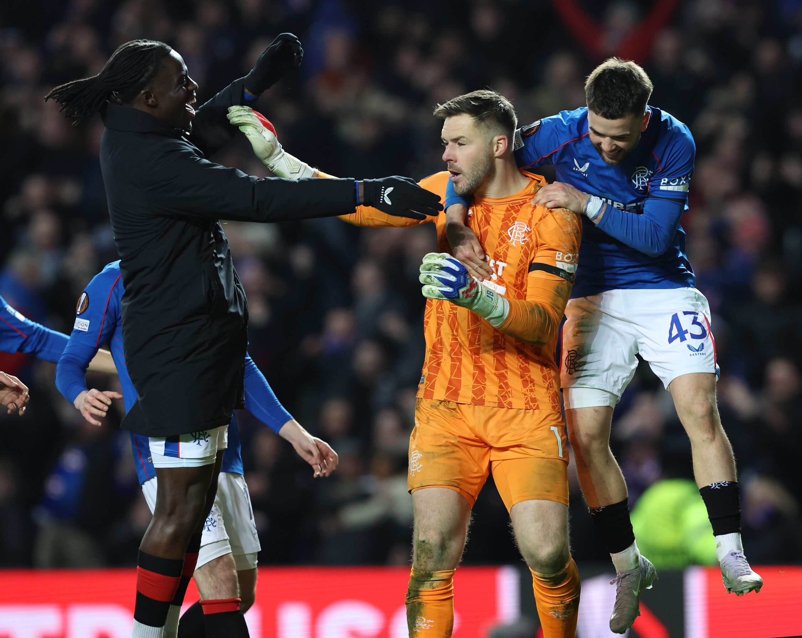 Rangers keeper Butland celebrates his teams win