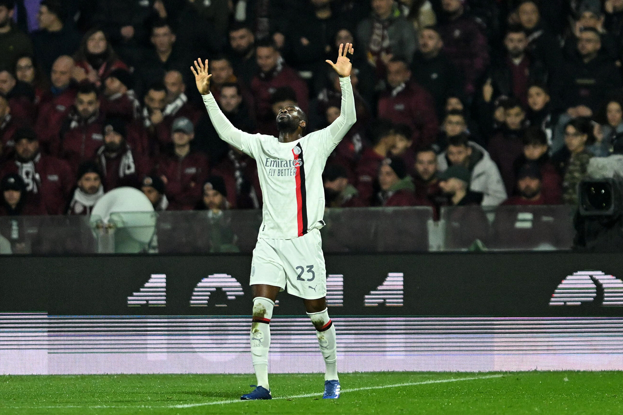 West Ham United target Fikayo Tomori celebrates his goal for AC Milan