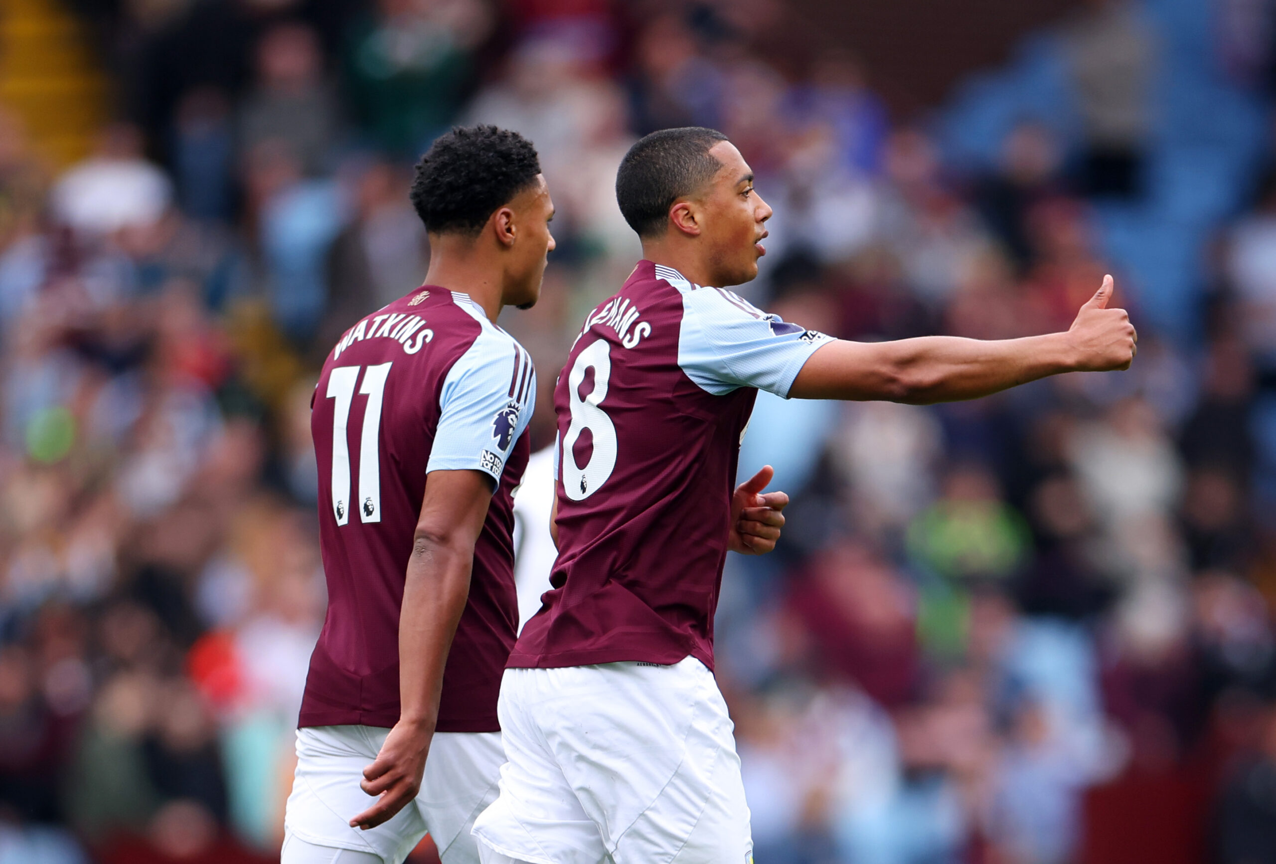 Aston Villa midfielder Tielemans celebrates his goal