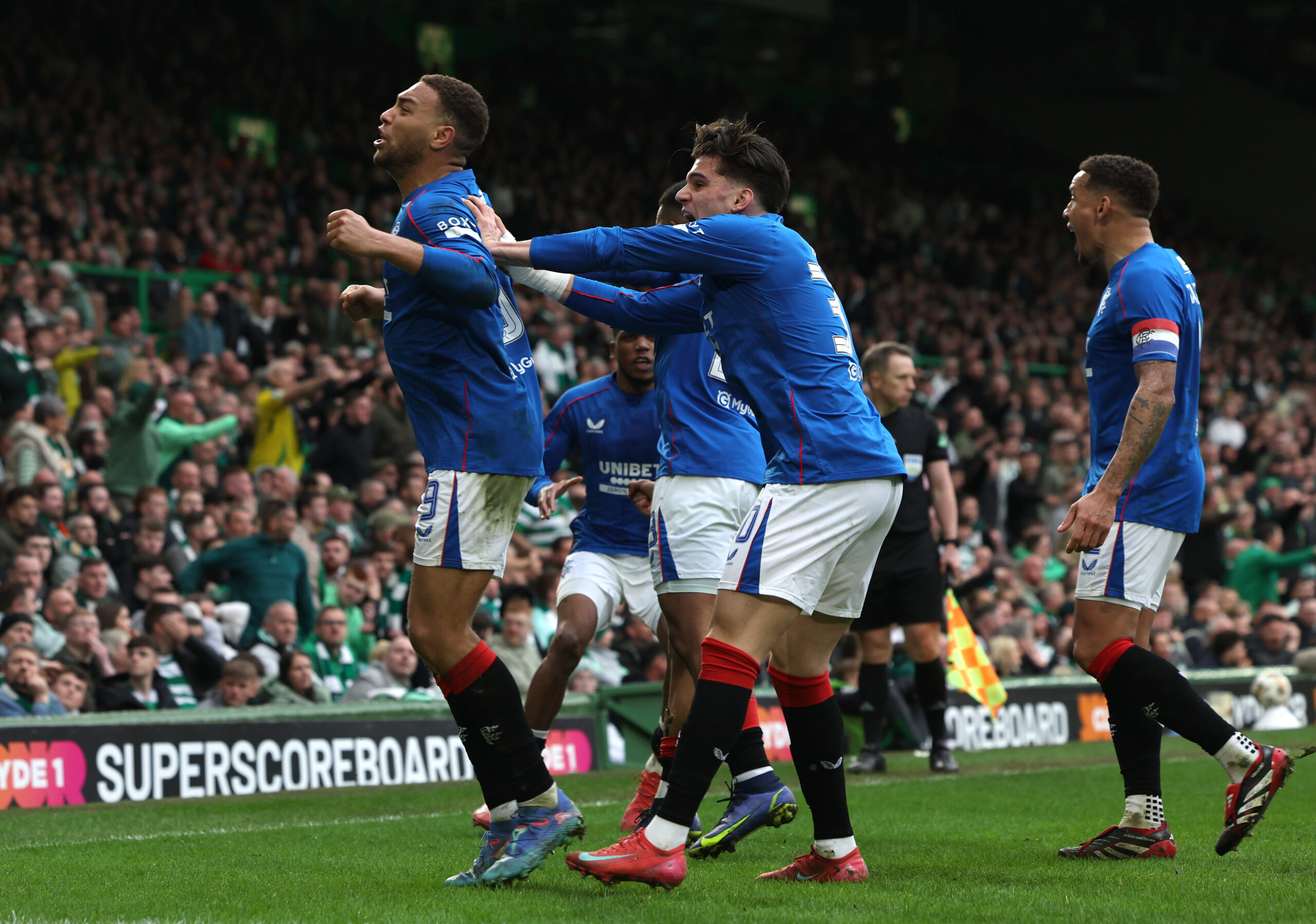 Rangers striker Igamane celebrates his winner against Celtic