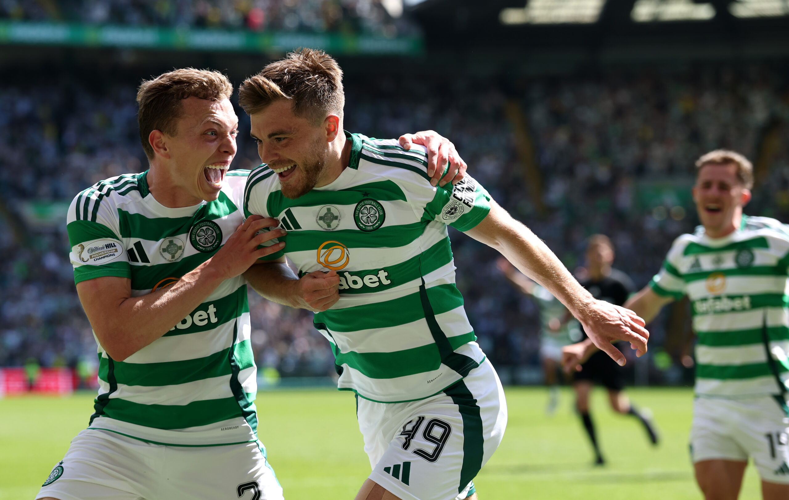 Celtic winger Forrest celebrates his goal