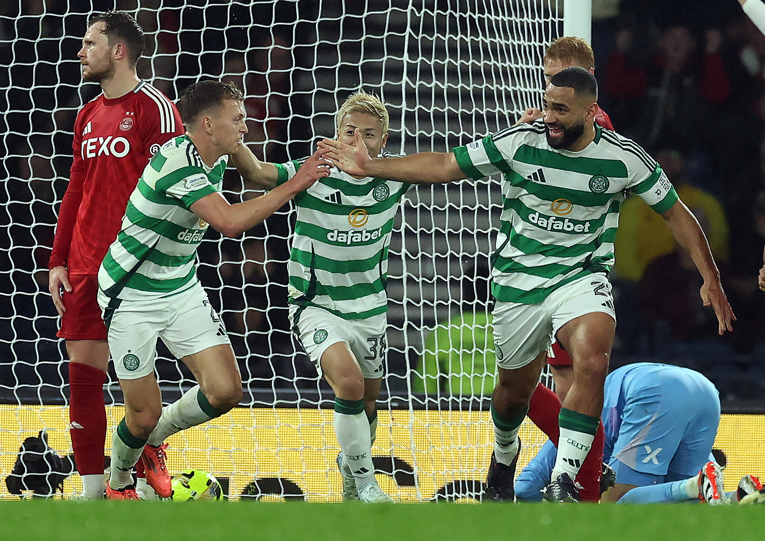 Celtic defender Carter-Vickers celebrates his goal against Aberdeen
