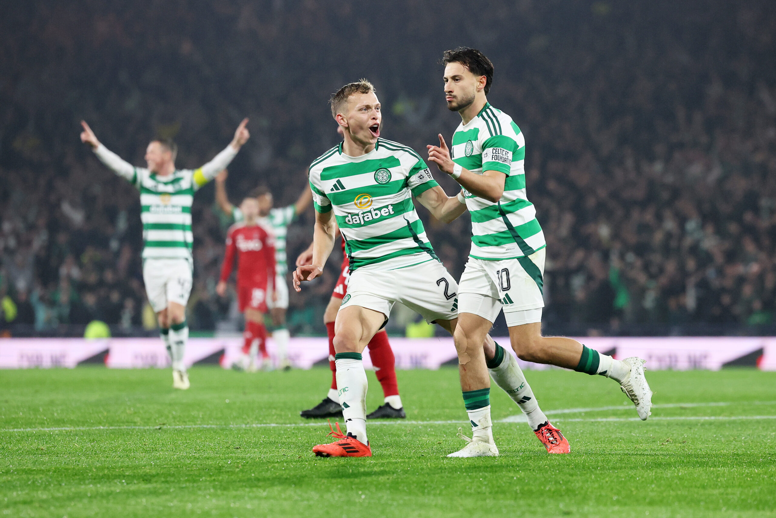 Celtic forward Kuhn celebrates his goal against Aberdeen