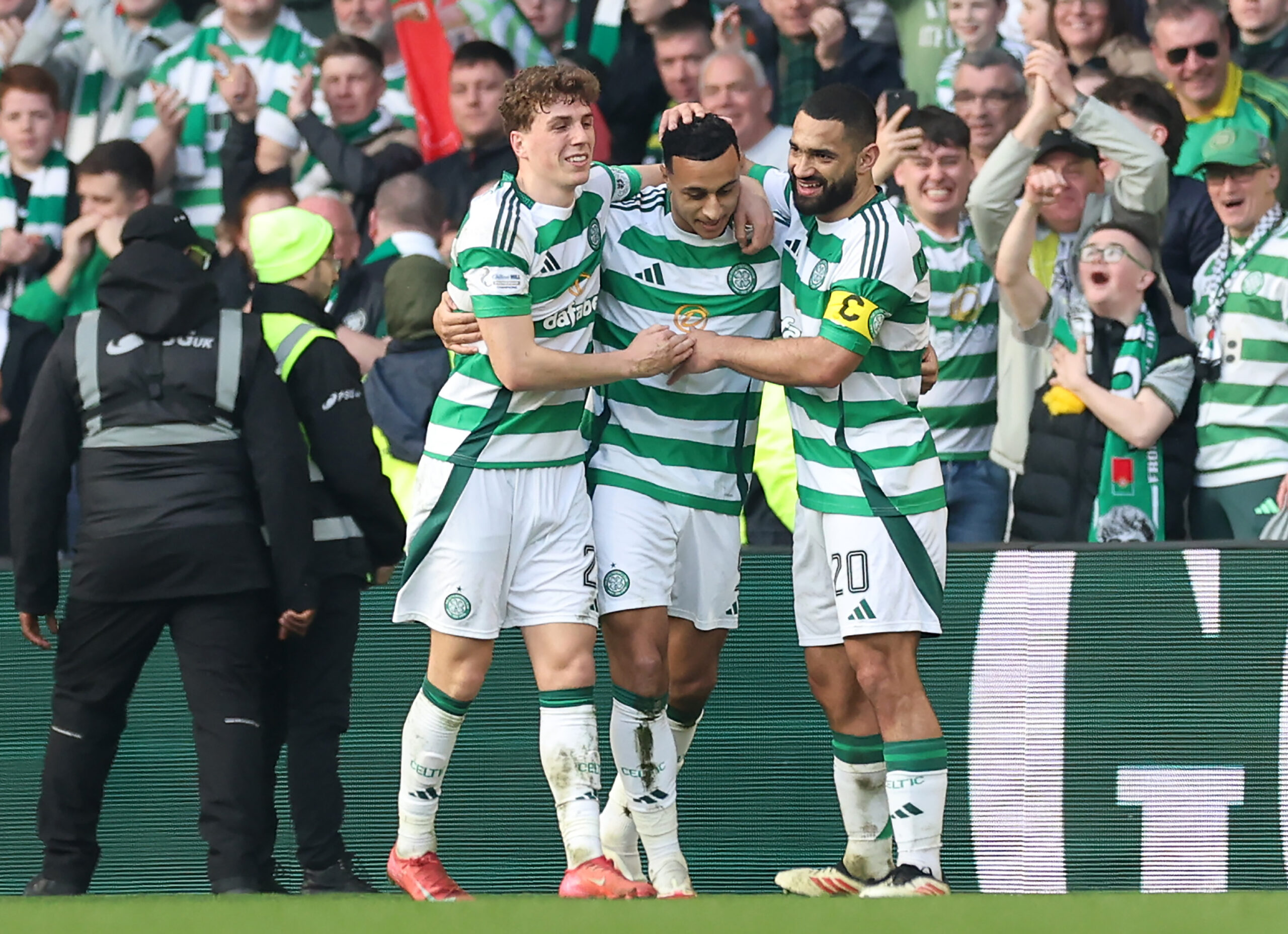 Celtic forward Idah celebrates his goal against Hibernian