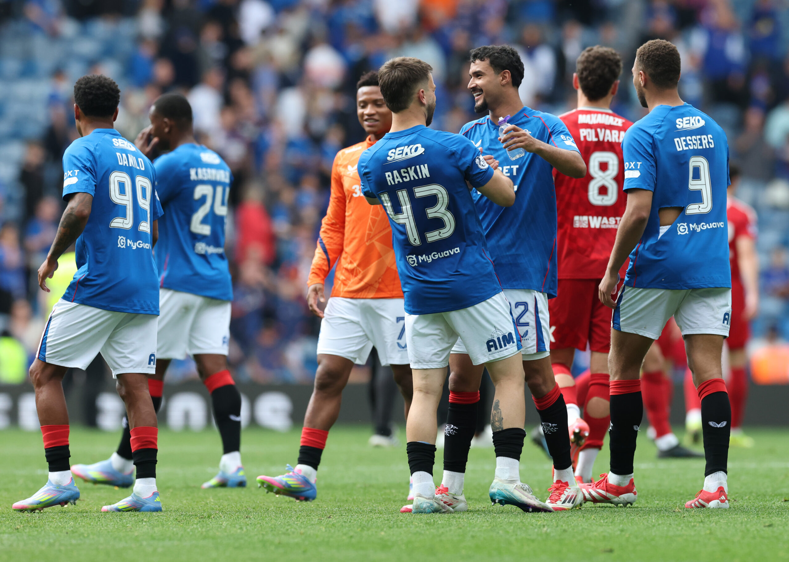 Rangers left-back Jefte celebrates his goal