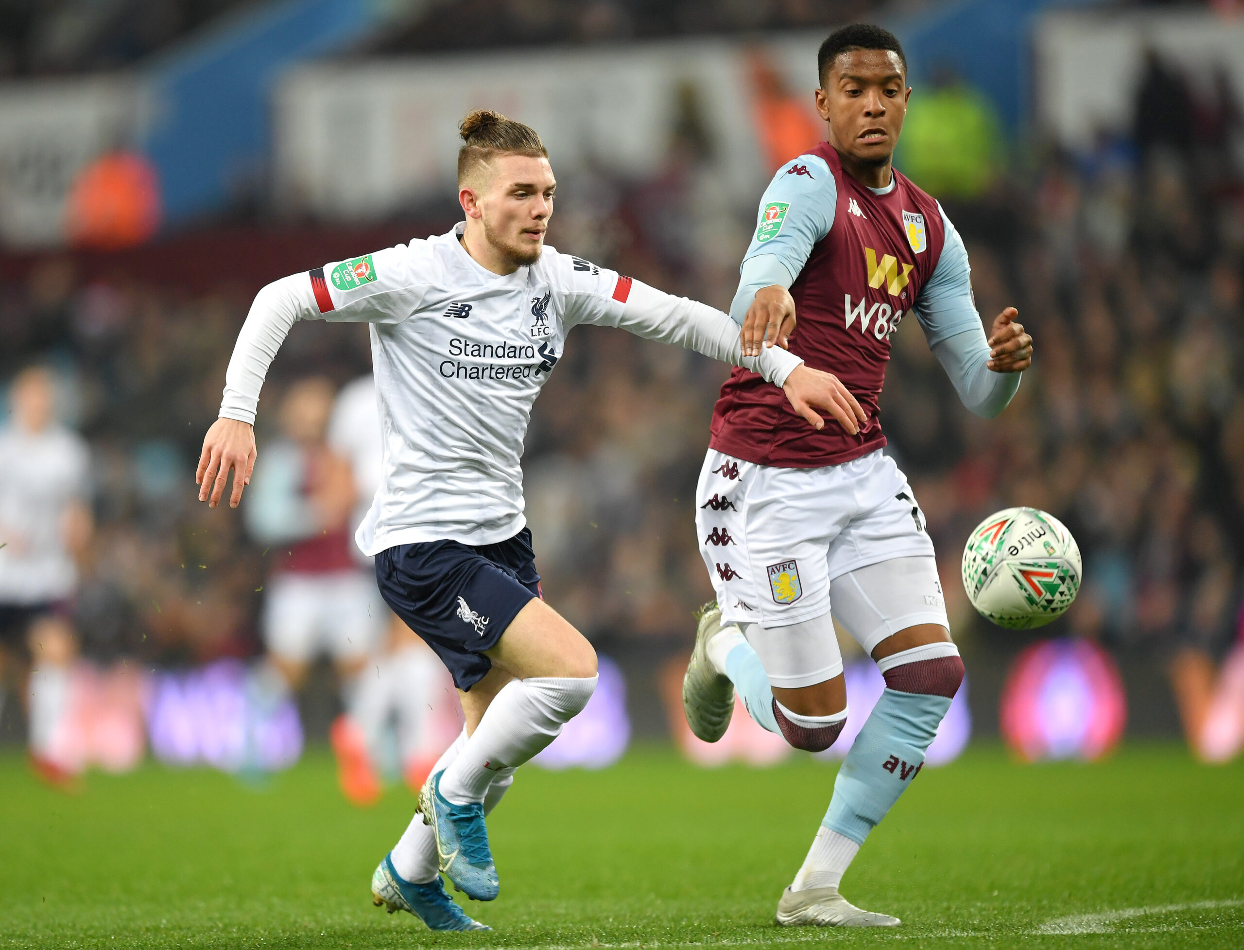 Liverpool star Harvey Elliott in action against Aston Villa
