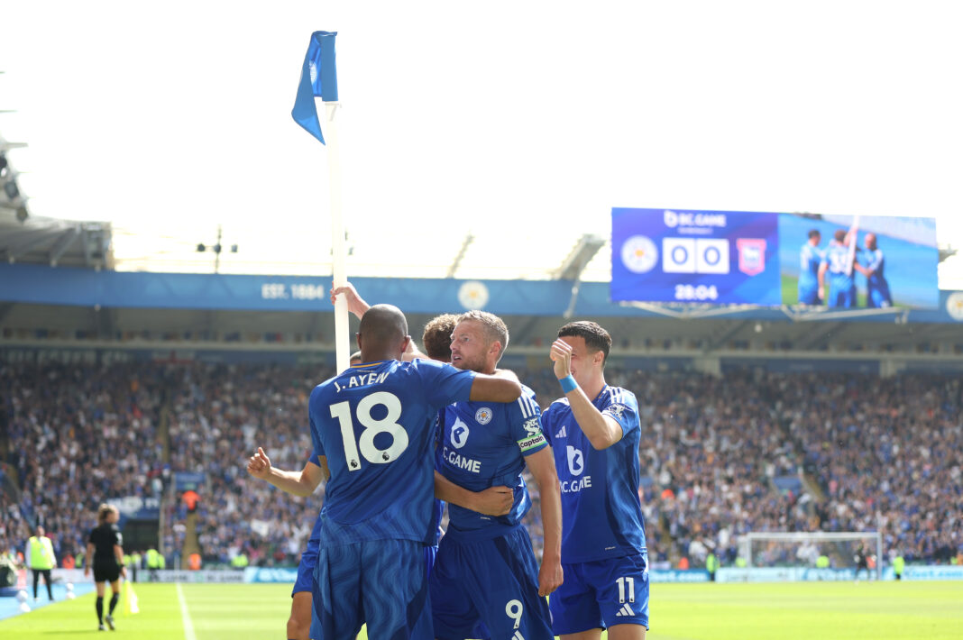 Celtic target Vardy celebrates a goal