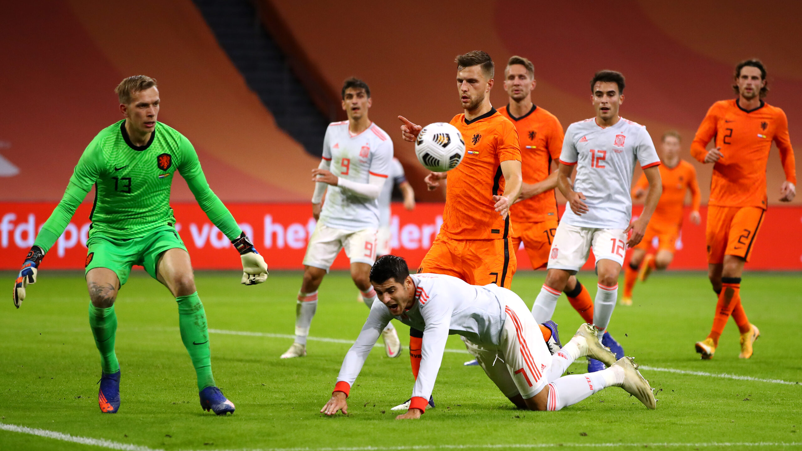 Aston Villa target Bizot in action for the Netherlands