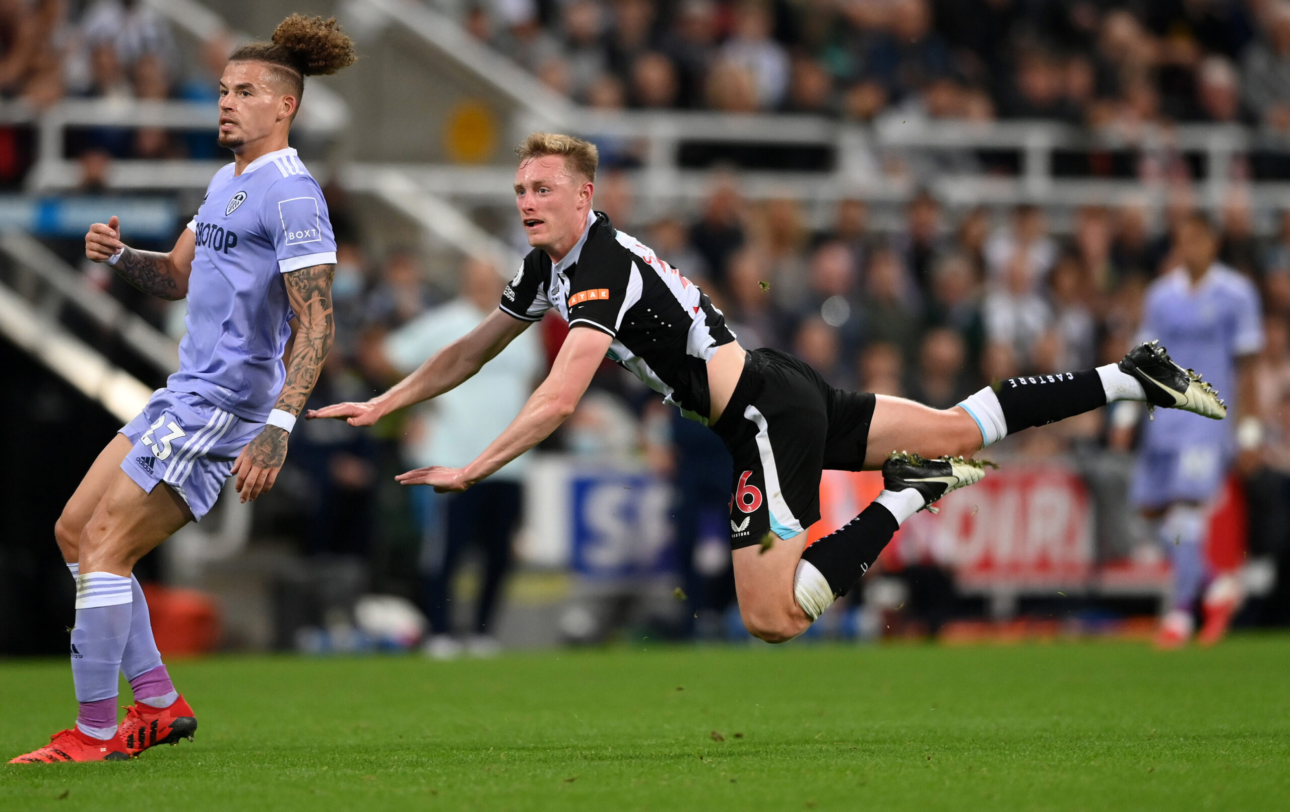 Sean Longstaff in action against Leeds United
