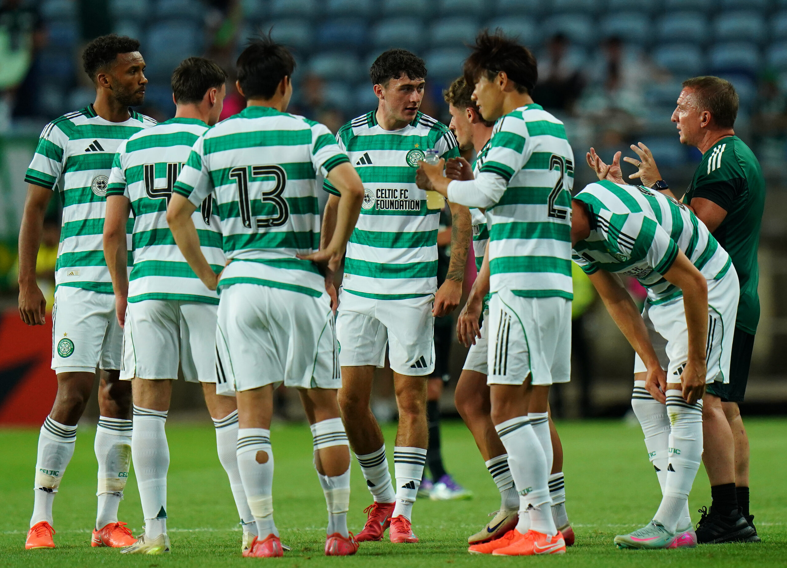 Celtic boss Brendan Rodgers giving instruction to his players