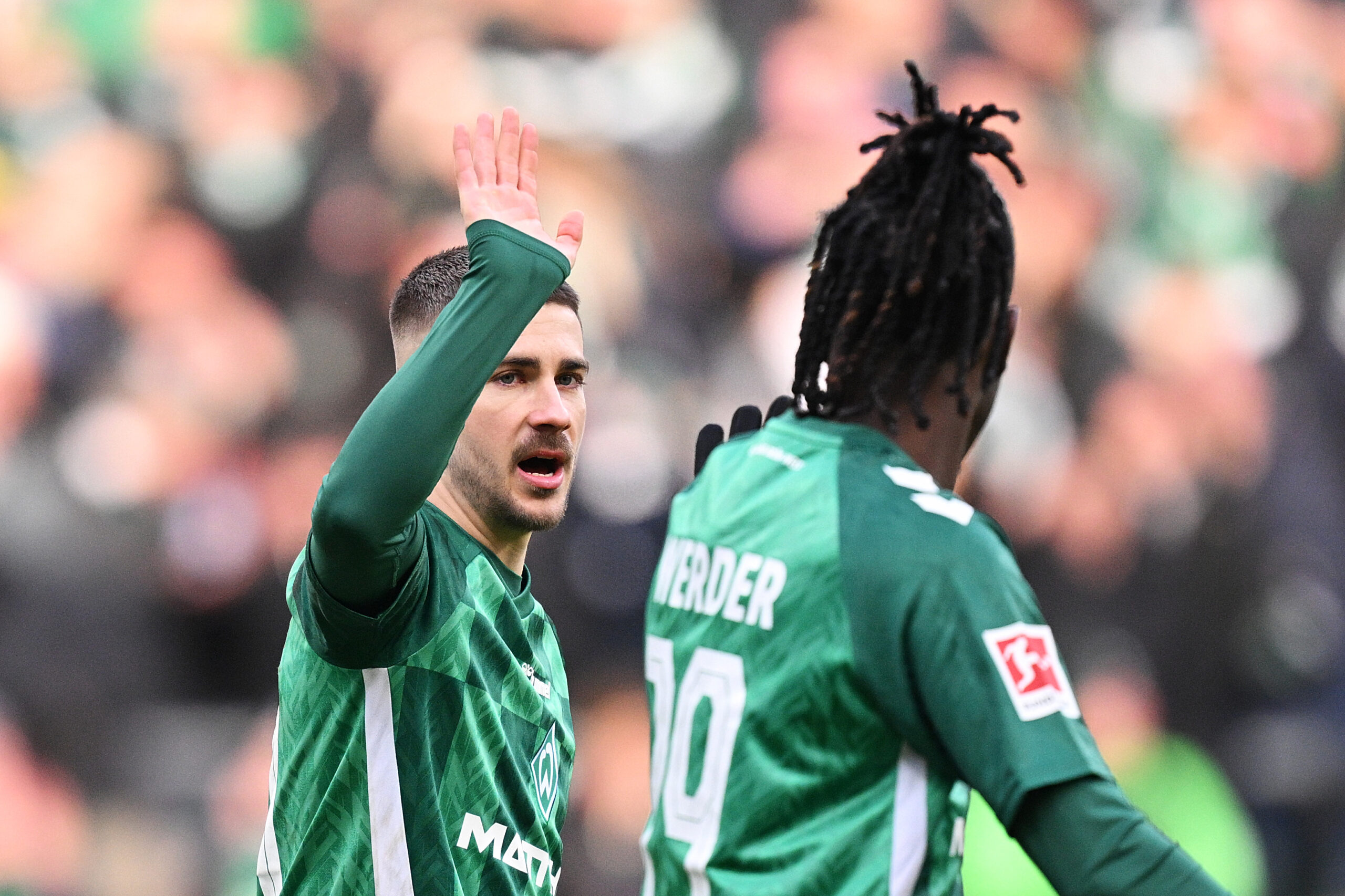 Aston Villa target Romano Schmid in action for Werder Bremen