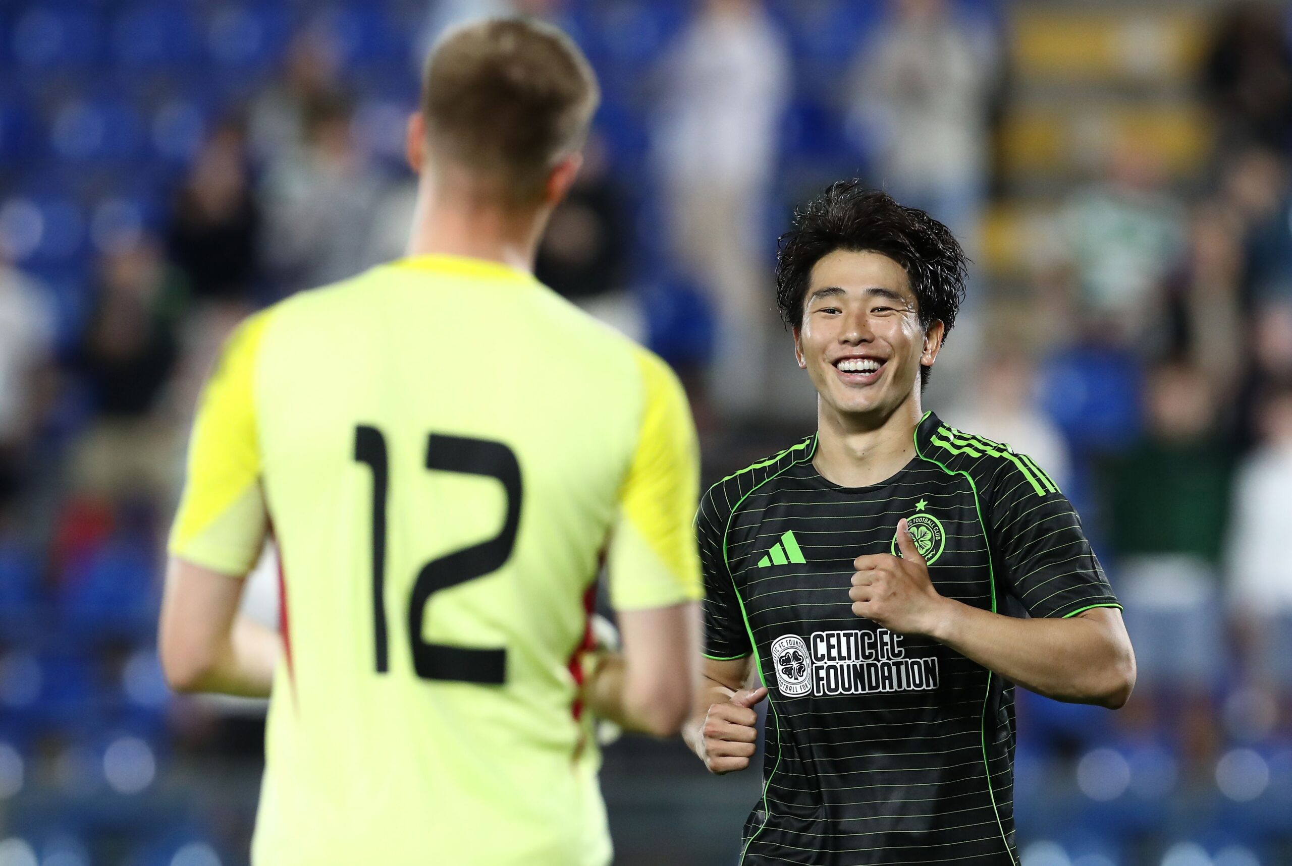 Celtic forward Yamada celebrates a goal