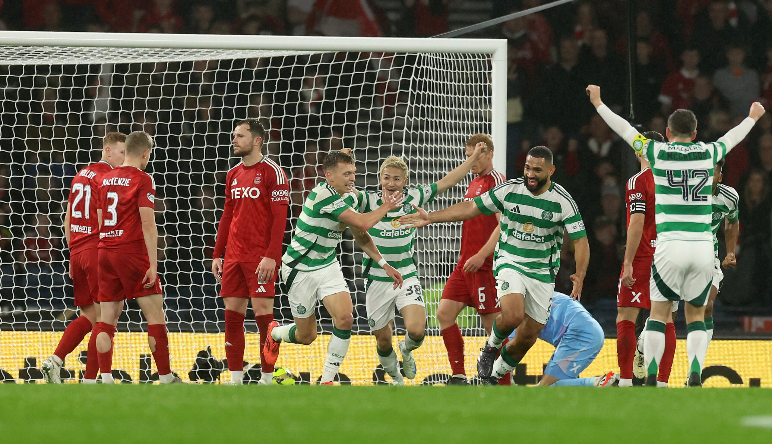 Celtic defender Carter-Vickers celebrate a goal against Aberdeen