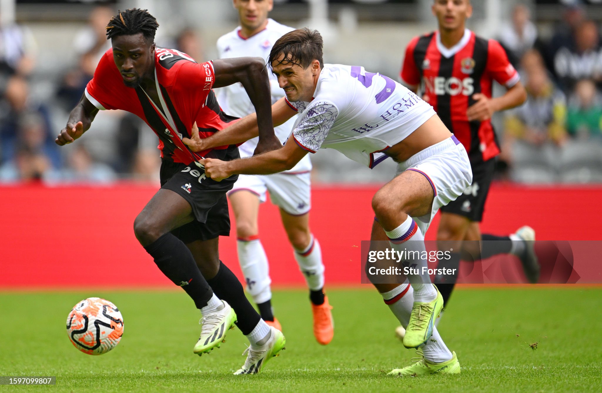 Aston Villa targe Guessand in action against Fiorentina