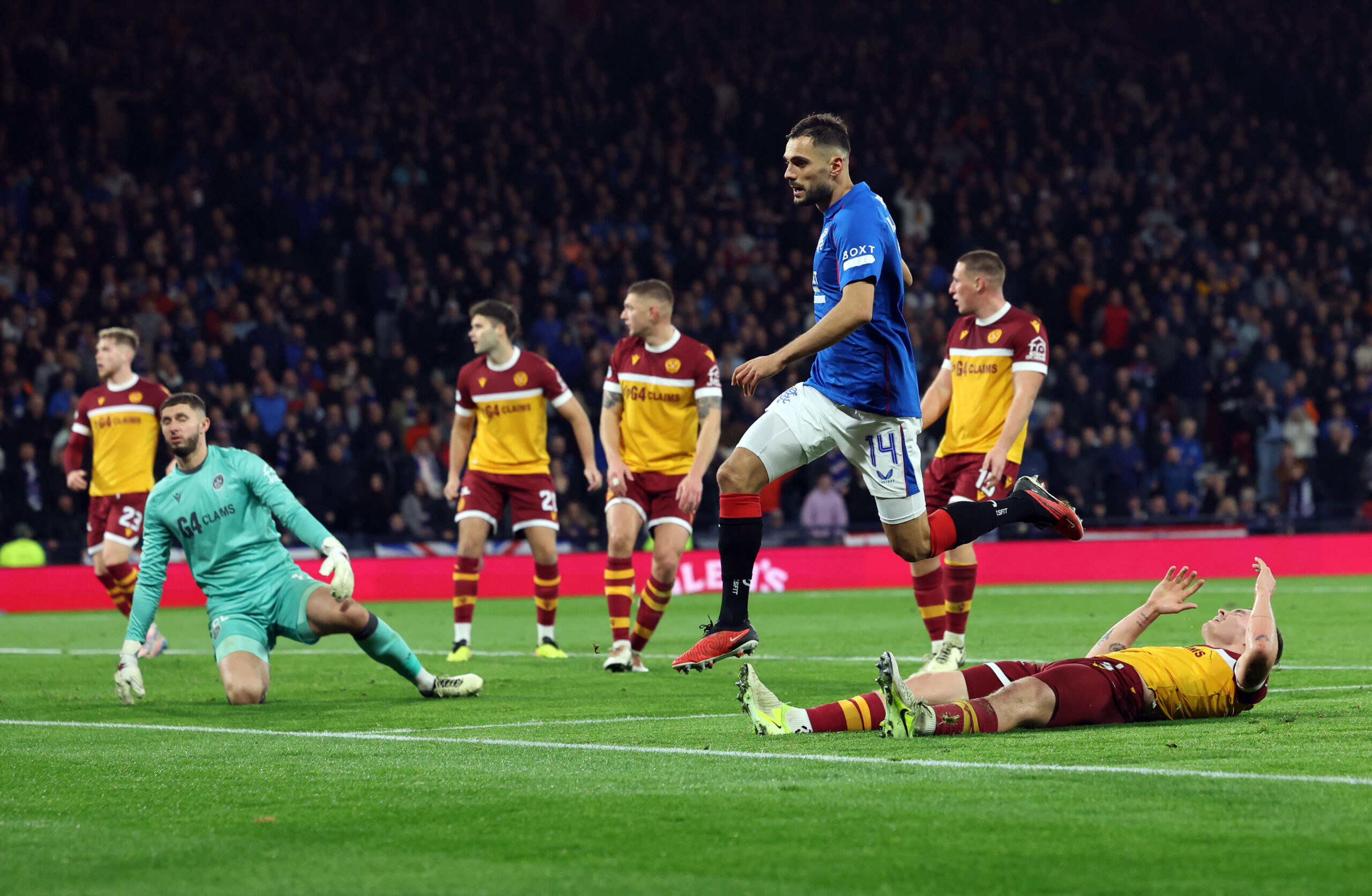 Rangers star Nedim Bajrami scores against Motherwell