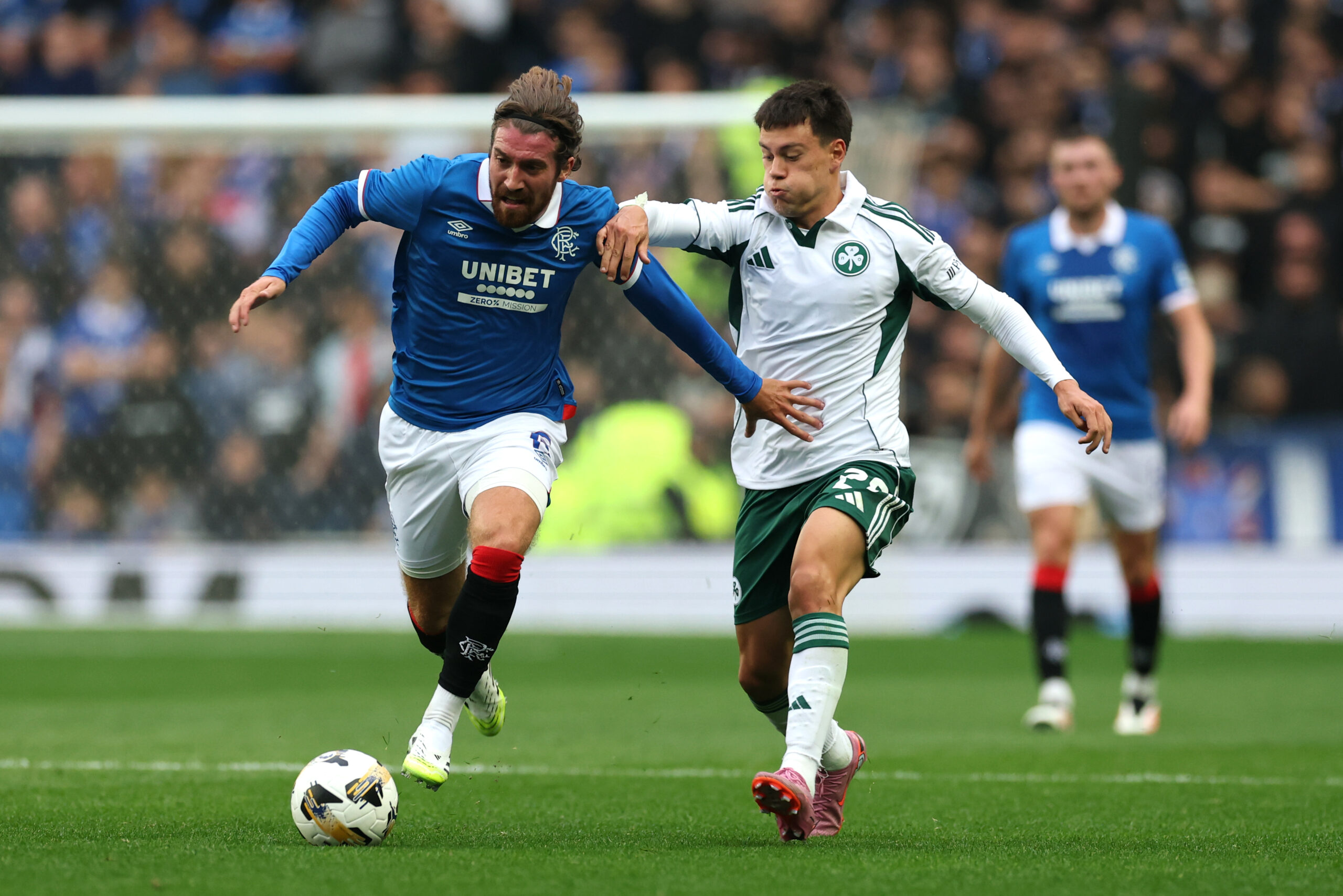 Rangers midfielder Rothwell in action against Panathinaikos