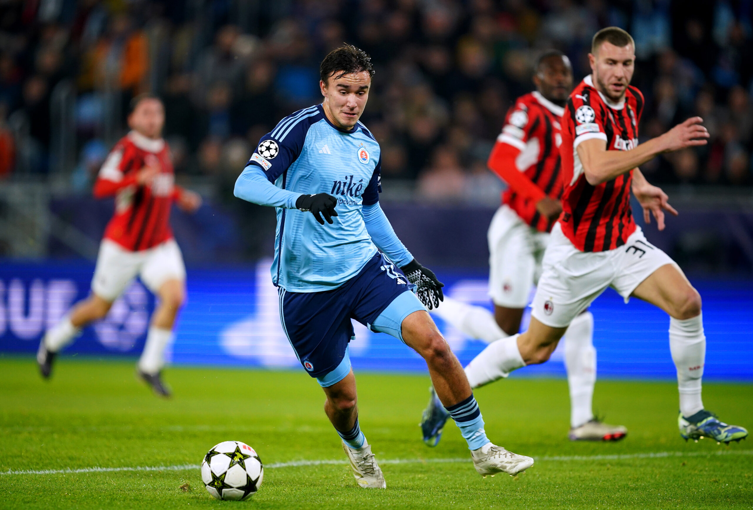 Celtic target David Strelec in action against AC Milan