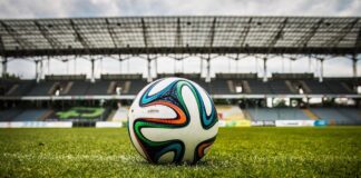 football in a stadium