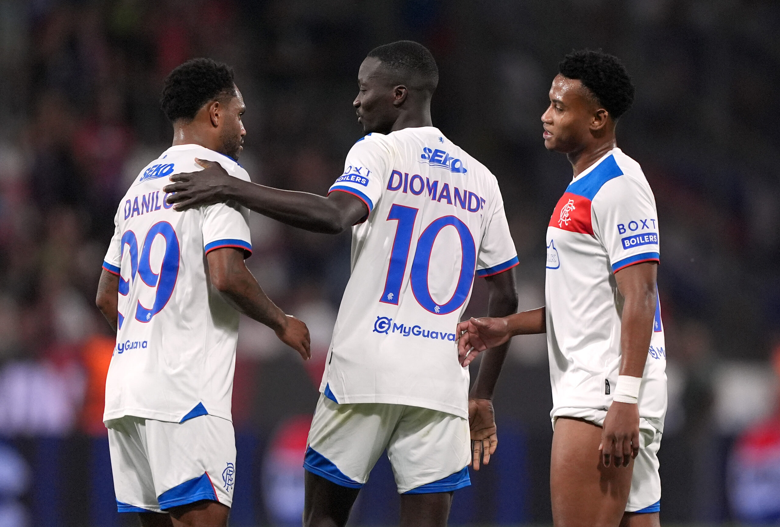 Rangers players in action against Viktoria Plzen