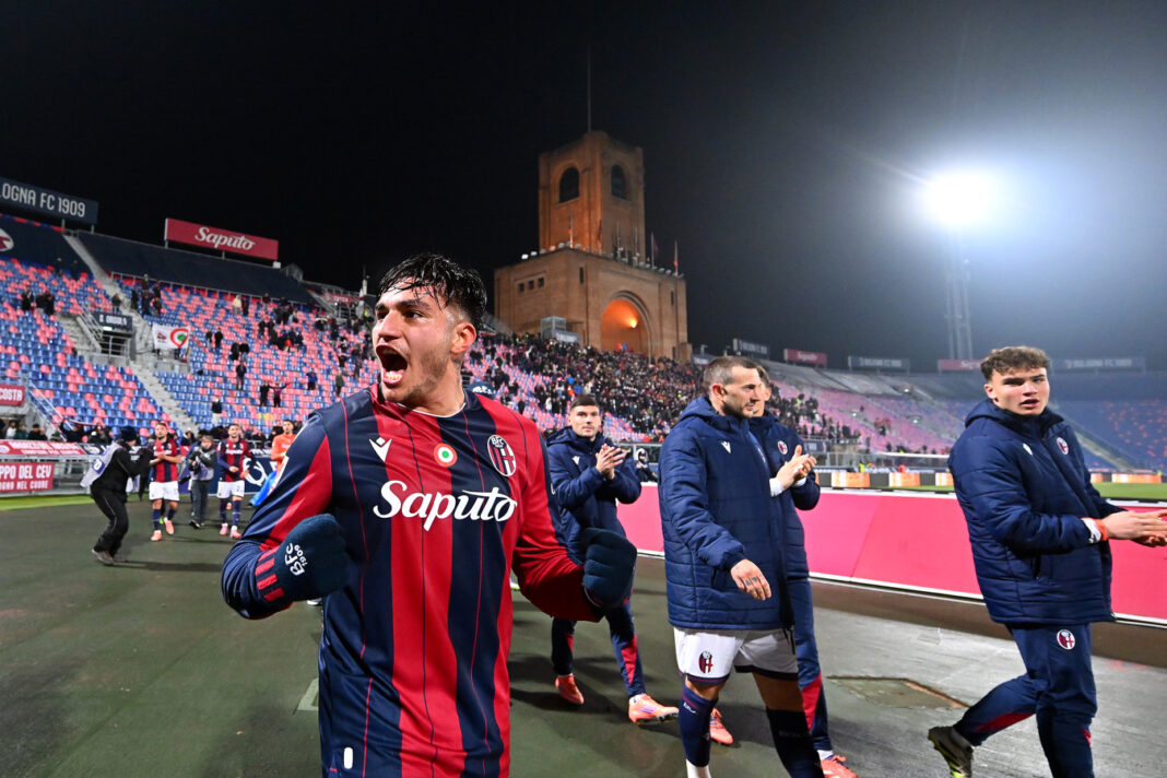 Bologna FC v Parma Calcio - Coppa Italia Bologna striker Santiago Castro in action on the pitch, a transfer target for Aston Villa and Chelsea.