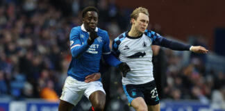 Rangers winger Gassama in action against Falkirk