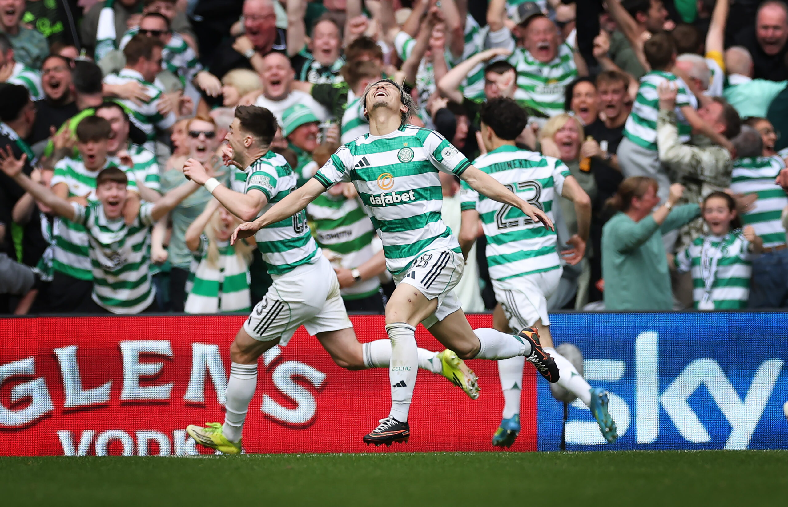 Celtic forward Maeda celebrates his goal against Rangers