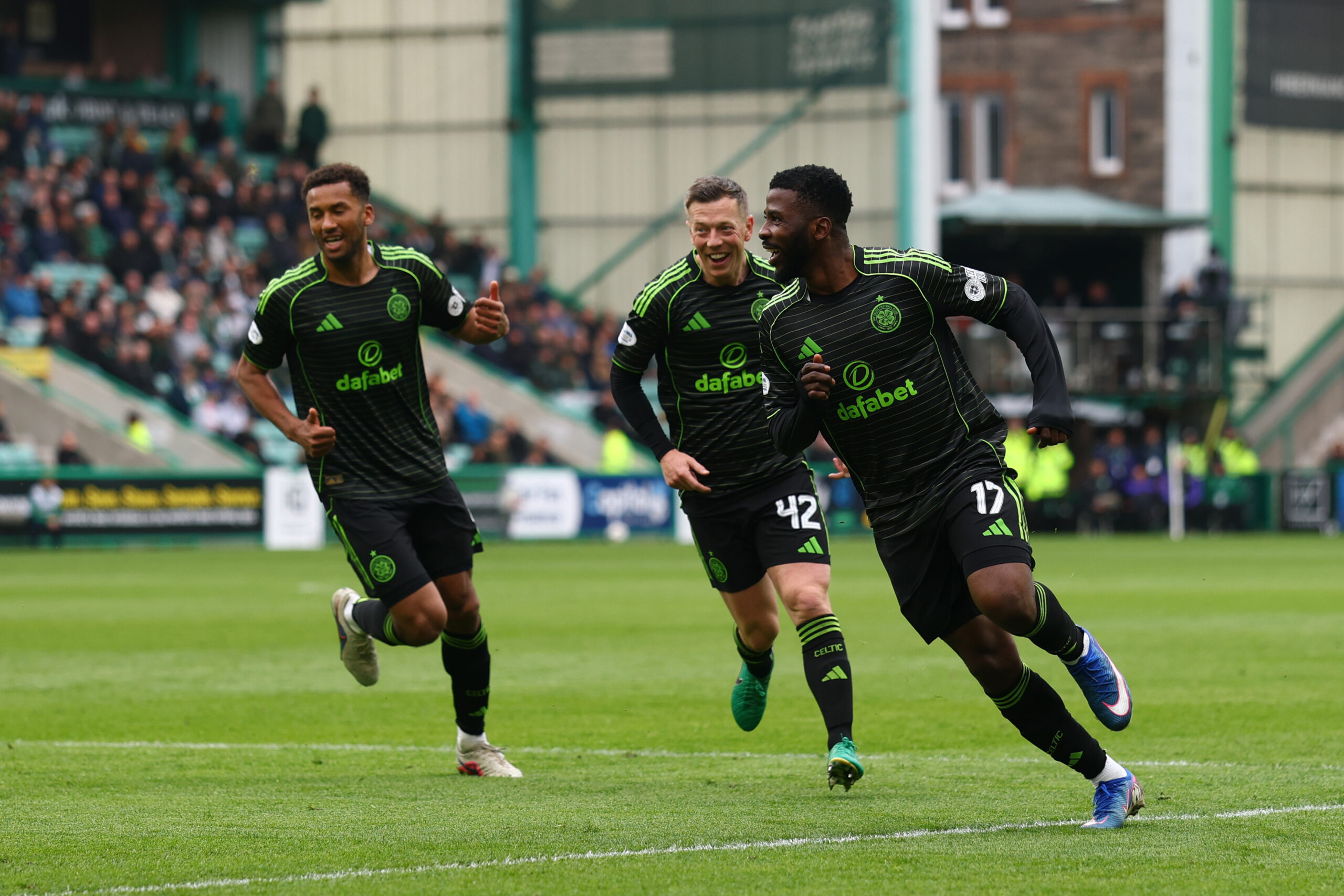 Celtic forward Iheanacho celebrates his goal against Hibs