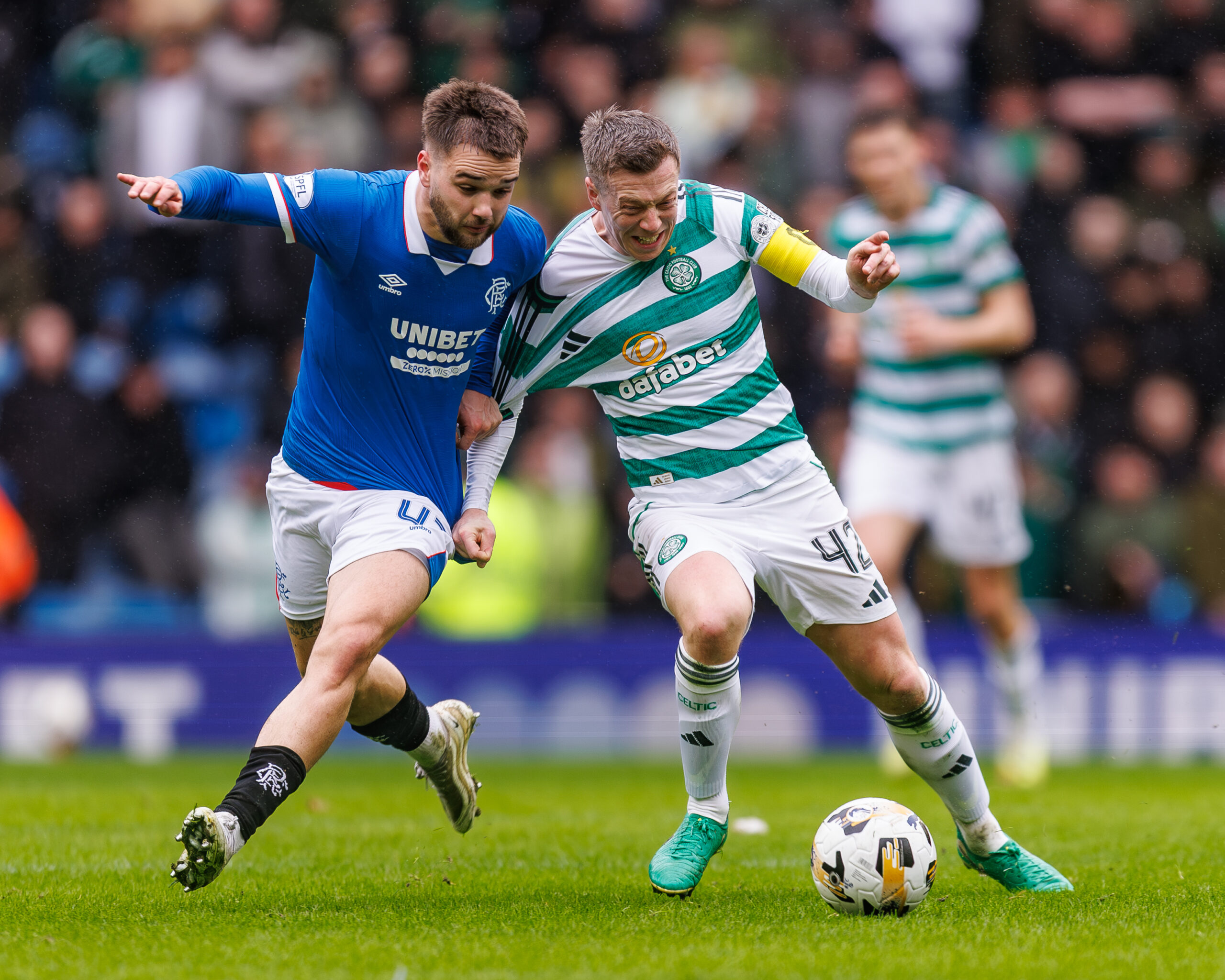 Celtic skipper McGregor battles for possession with Nicolas Raskin